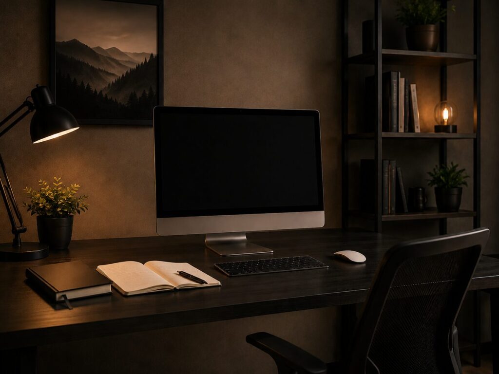 Moderner Arbeitsplatz für Webdesign, Mediengestaltung und digitale Projekte